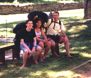 Don, Chris and Marian Barefoot into Harper's Ferry